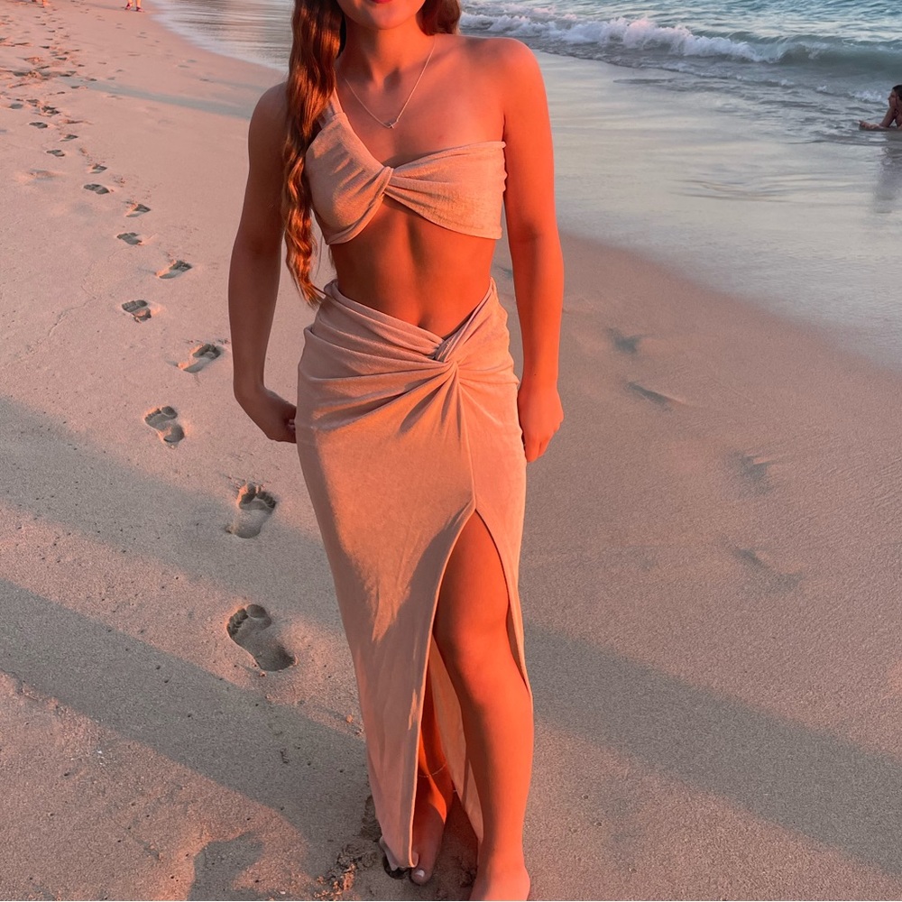 tan two piece set